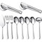 10 Pck Serving Utensils Include Large Serving Spoons Slotted Serving Spoons Serving Forks Serving Tongs Soup Ladle and Pie Server Buffet Catering Serving Utensils for Dishwasher Safe (Silver,10 Pieces)